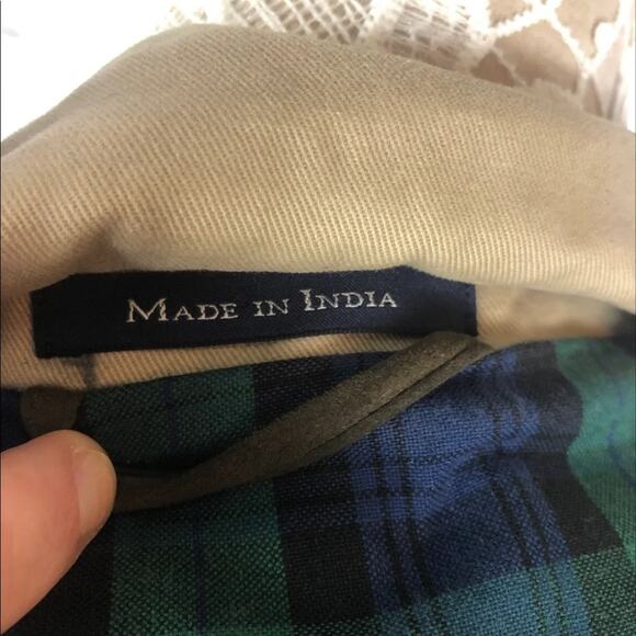 Barn coat stand collar patch elbow Khaki Lands' End 100% cotton 44 R - Picture 8 of 16